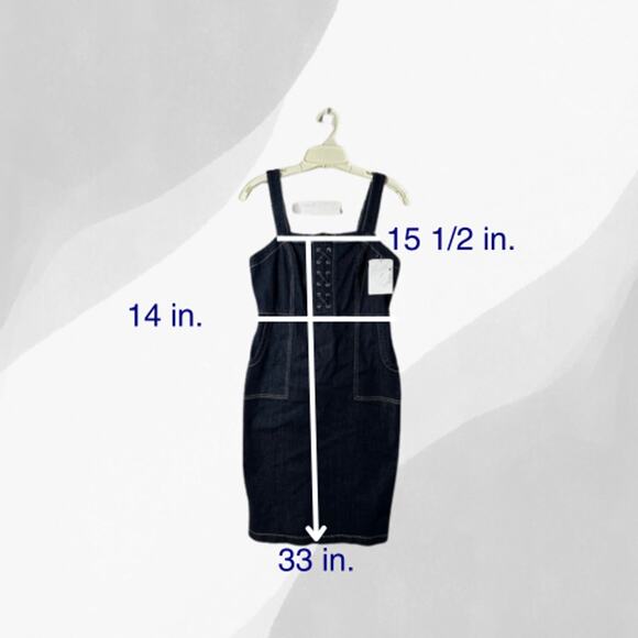 INC Denim Jumper Dress Size 2 Corset Lace Up Adjustable Straps Side Pockets NWT - Picture 4 of 4